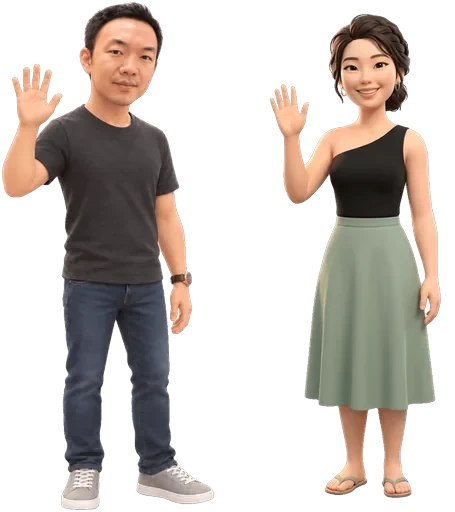 Mummy and Daddy waving